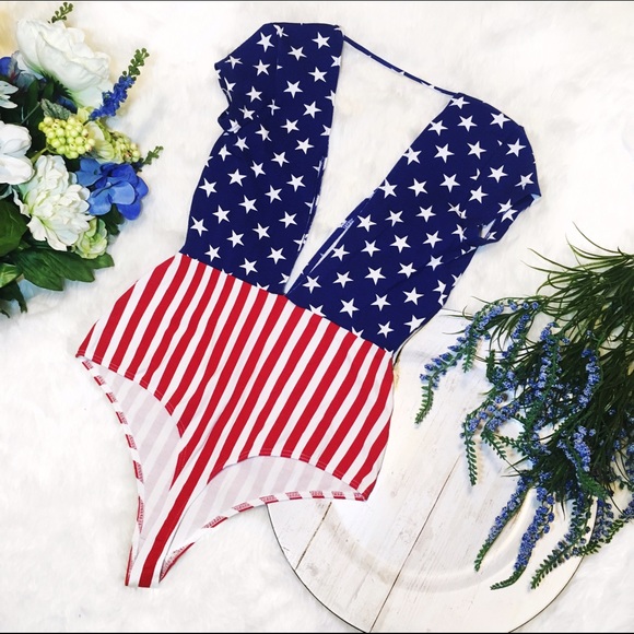 NWT American Apparel Stars &Stripes Thong Bodysuit - Picture 3 of 5