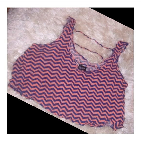 S A L E! Flowy Chevron Springtime Crop Top - Picture 2 of 2