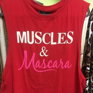Muscles and mascara tank size large