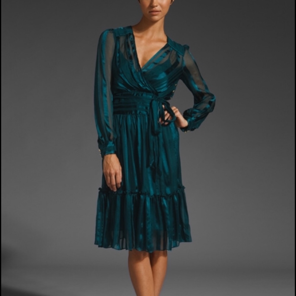 MILLY Silk Cerise Ruffle dress