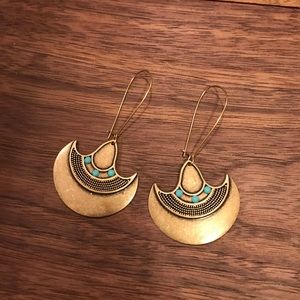 Statement Brass w/ turquoise earrings