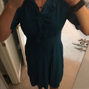 Banana Republic teal silk dress