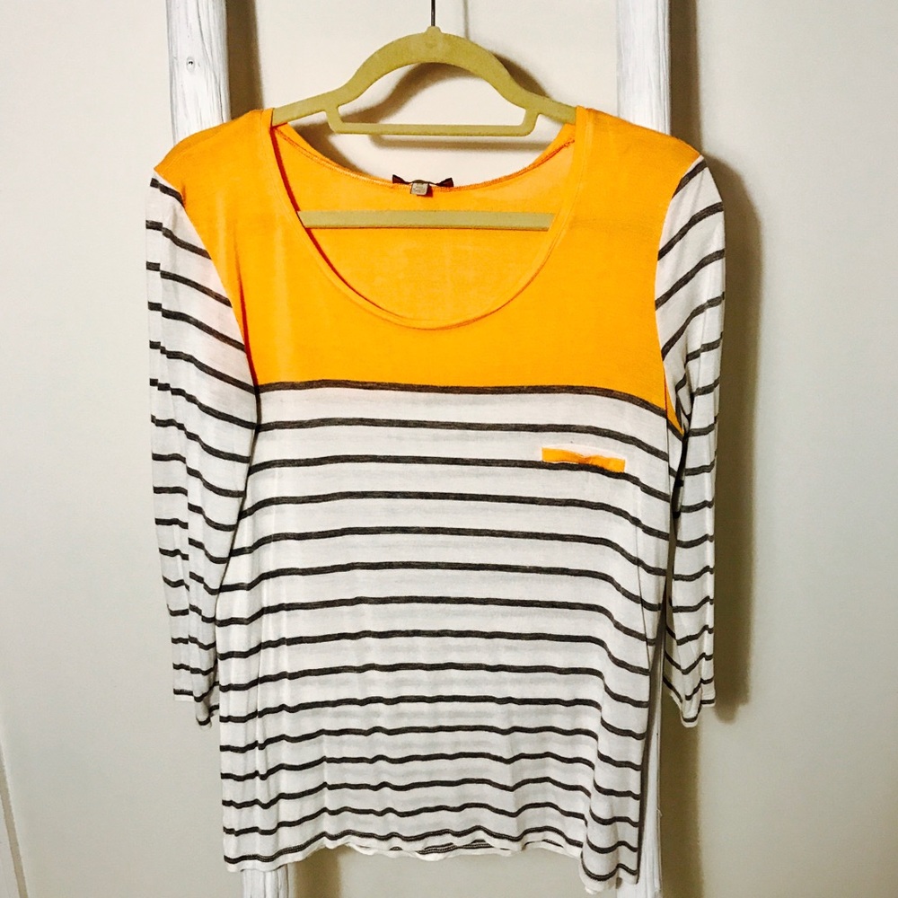 Bordeaux 3/4 Sleeve Striped Top