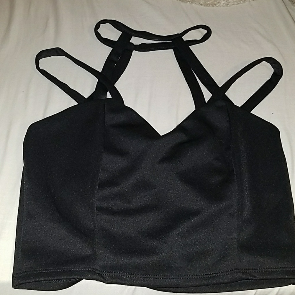 Black strappy crop top