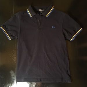 Fred Perry Polo Shirt. Dark blue with piping
