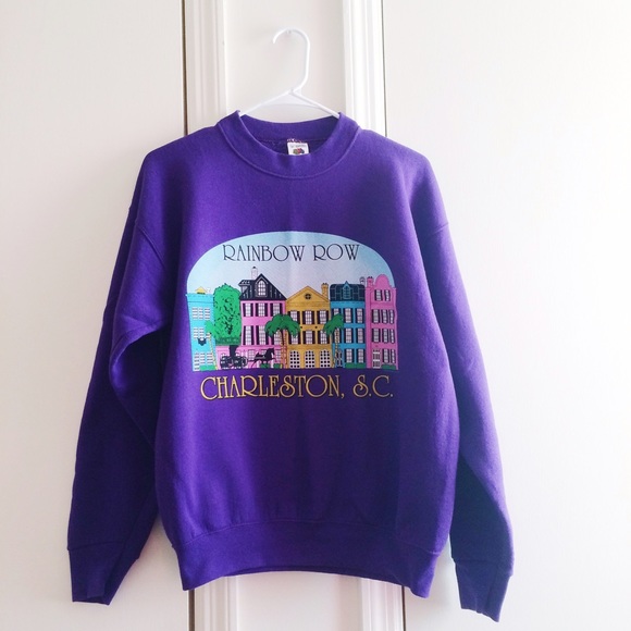 Vintage Tops - Charleston Rainbow Row Purple Sweatshirt Vintage Tops - Charleston Rainbow Row Purple Sweatshirt