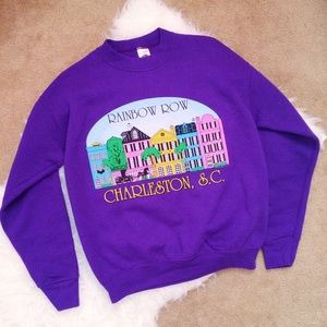 Vintage Tops - Charleston Rainbow Row Purple Sweatshirt Vintage Tops - Charleston Rainbow Row Purple Sweatshirt