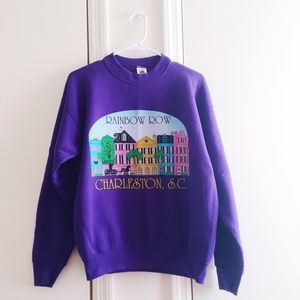 Vintage Tops - Charleston Rainbow Row Purple Sweatshirt Vintage Tops - Charleston Rainbow Row Purple Sweatshirt