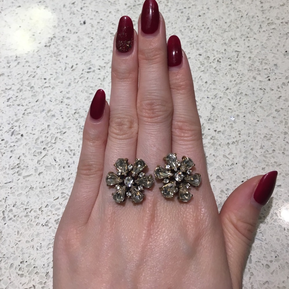 Jcrew diamond flower stud earrings