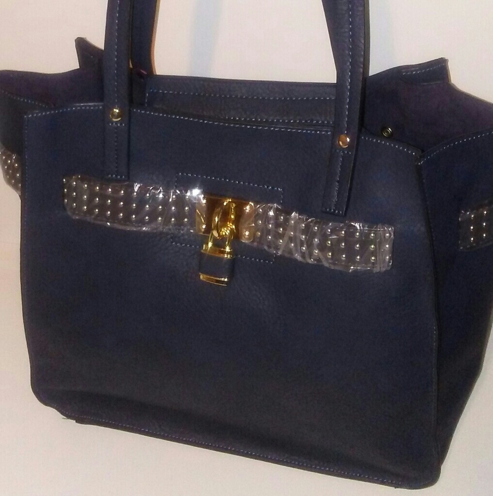 Womens Navy Blue Tote Handbag