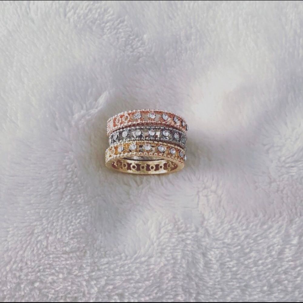 3 tone stone rings
