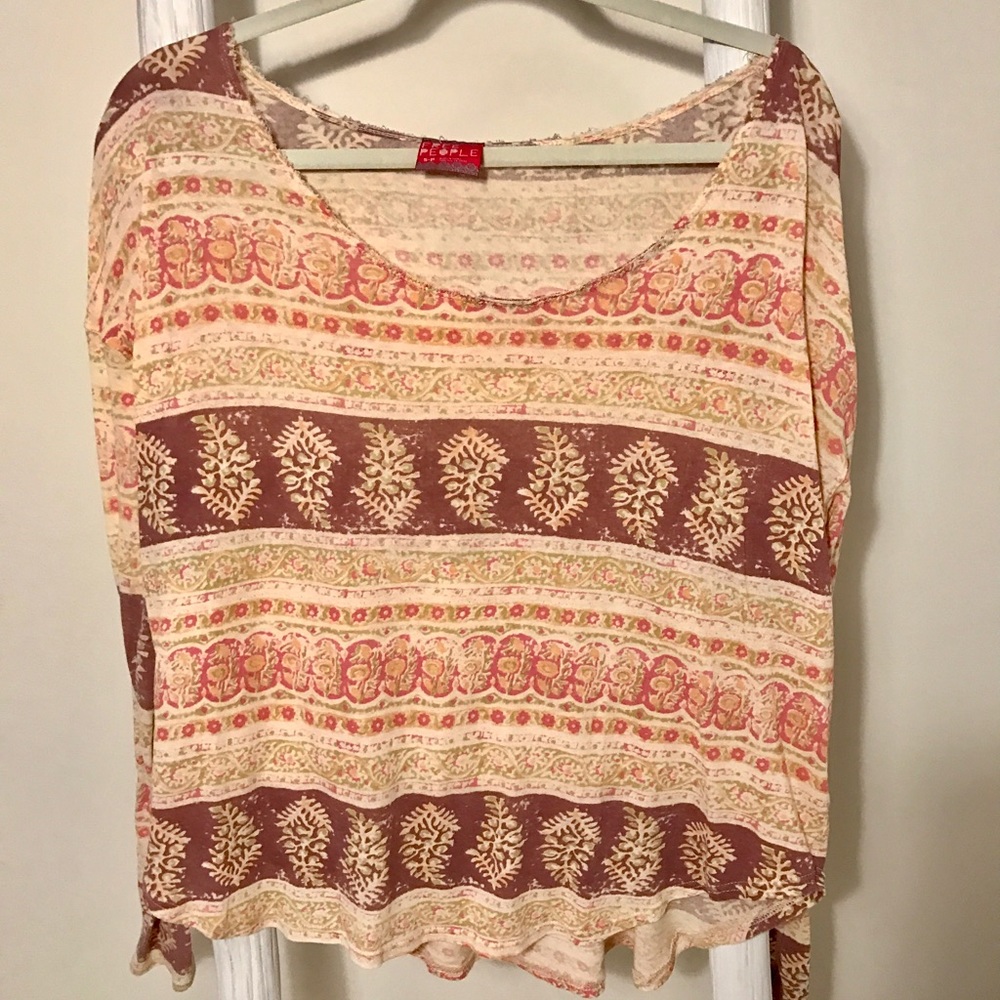 Free People Cold Shoulder Printed Top