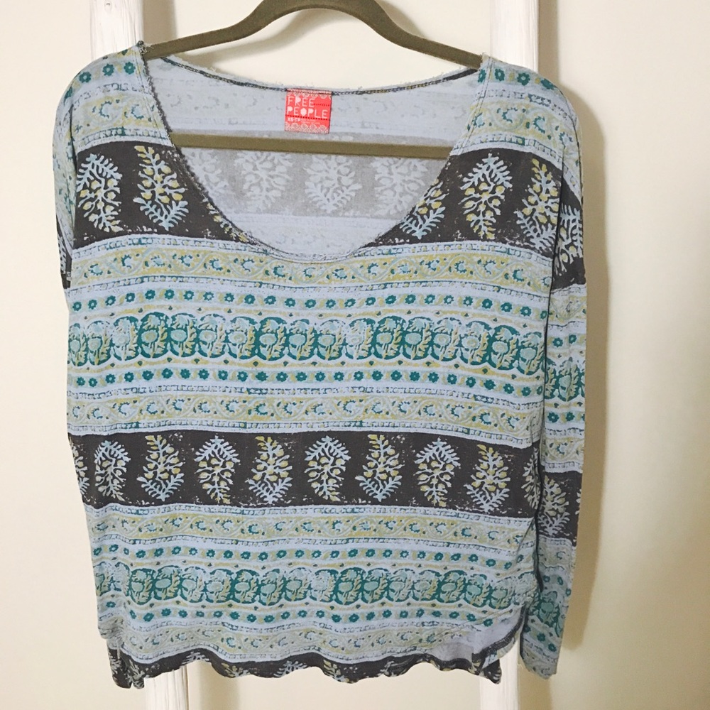 Free People Cold Shoulder Printed Top