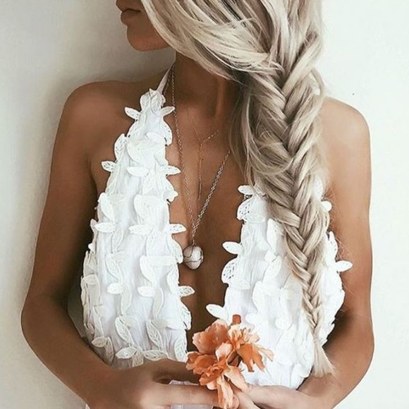 CLEARANCE White Halter Petal Dress - Picture 5 of 7