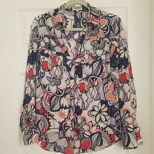 Retro flower slim fit portofino shirt