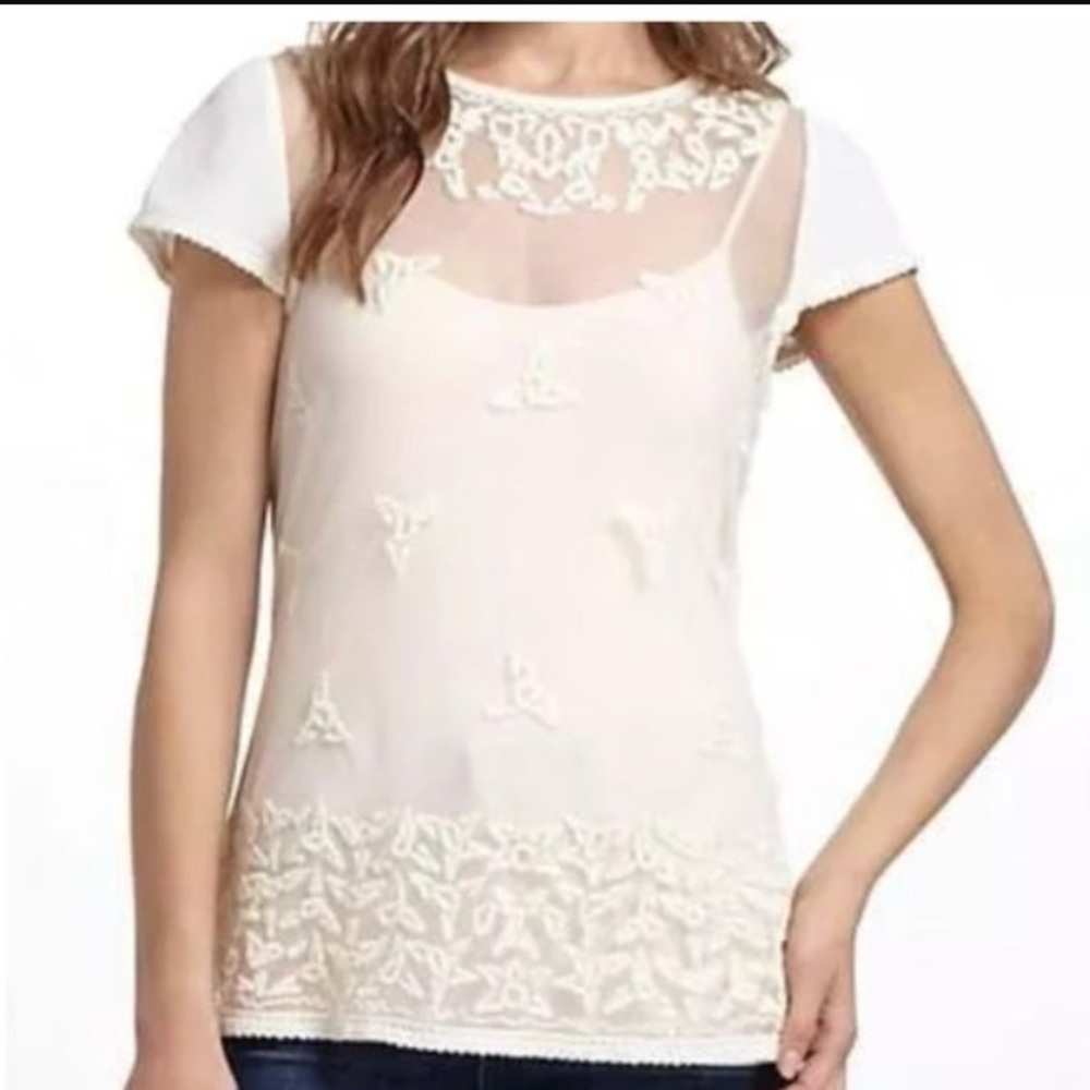Maeve embroidered tulle blouse size 2