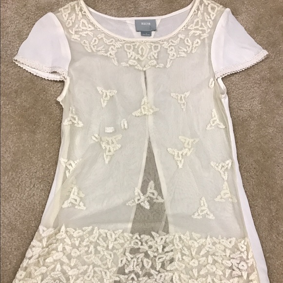 Maeve embroidered tulle blouse size 2 - Picture 3 of 4