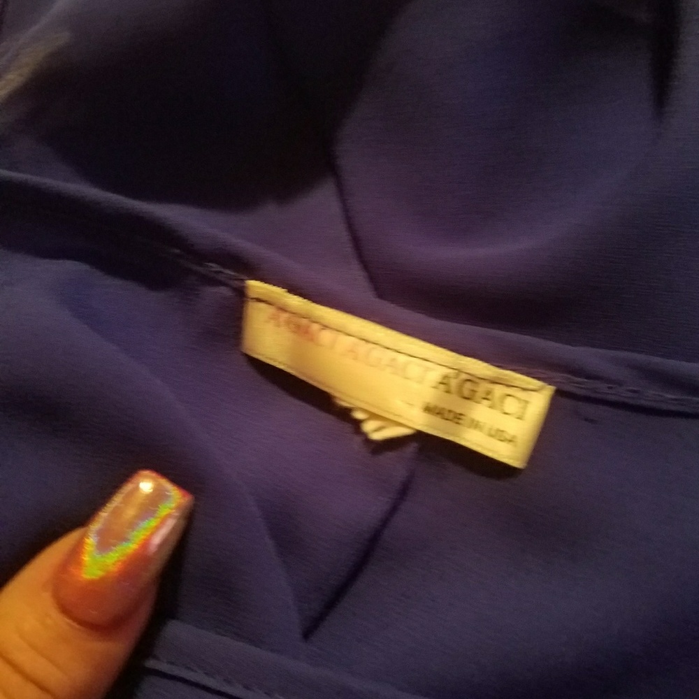 Blue back button blouse