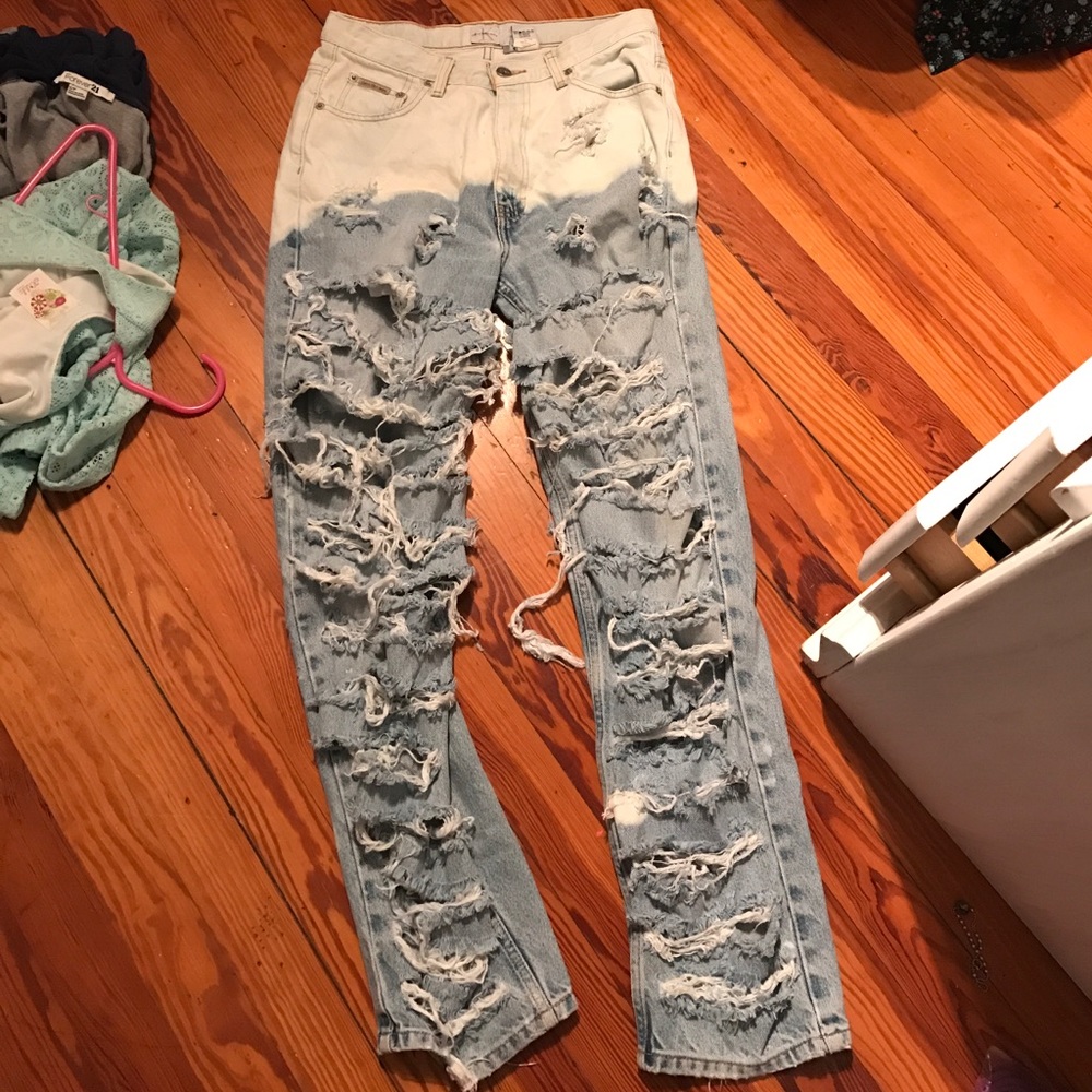Calvin Klein self distressed jeans