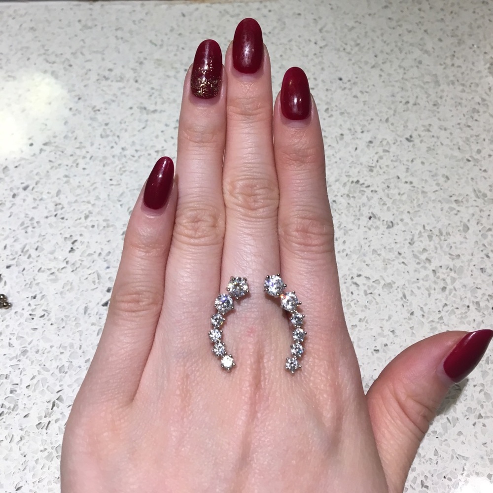 Diamond ear crawler earring studs