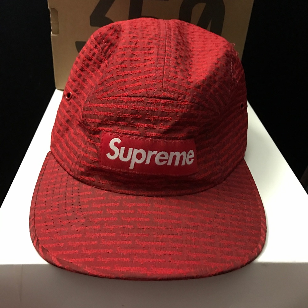 Supreme Red Repeater Camp Cap