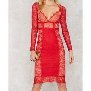 Nasty Gal Must be the Lace Dress - Red