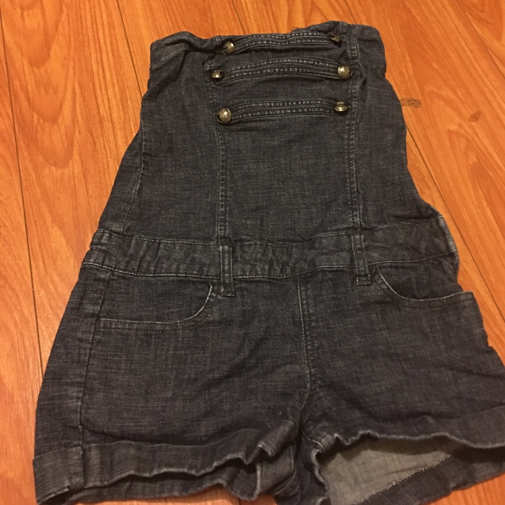 Strapless denim jean romper