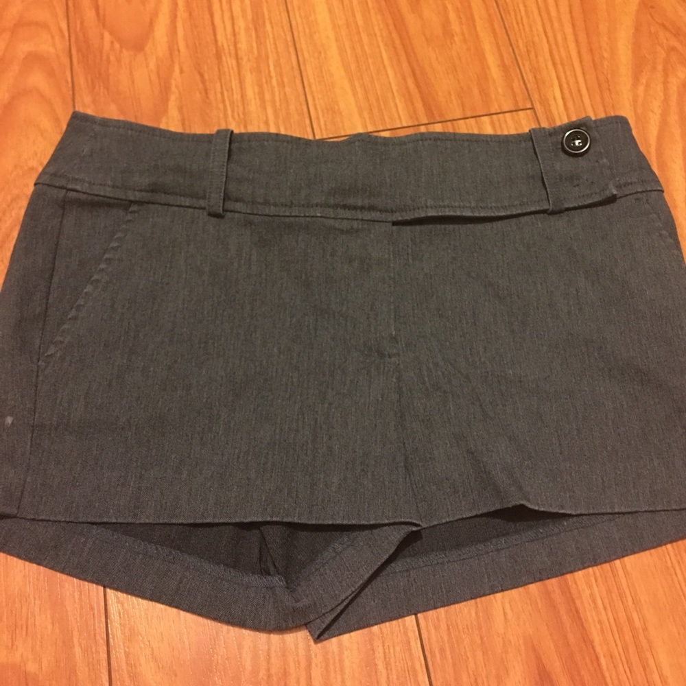 Dark stretchy grey button shorts