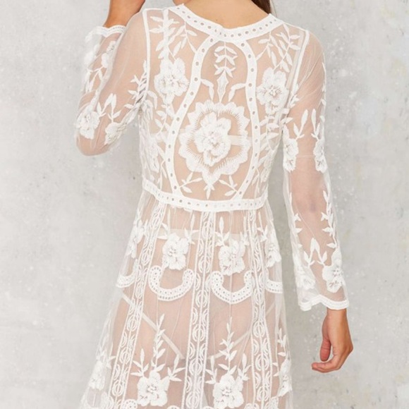 Sale! Embroidered Lace Mid Length Cover Up Dress - Picture 2 of 3