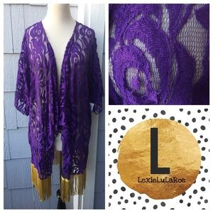 Purple and gold LuLaRoe Monroe Kimono