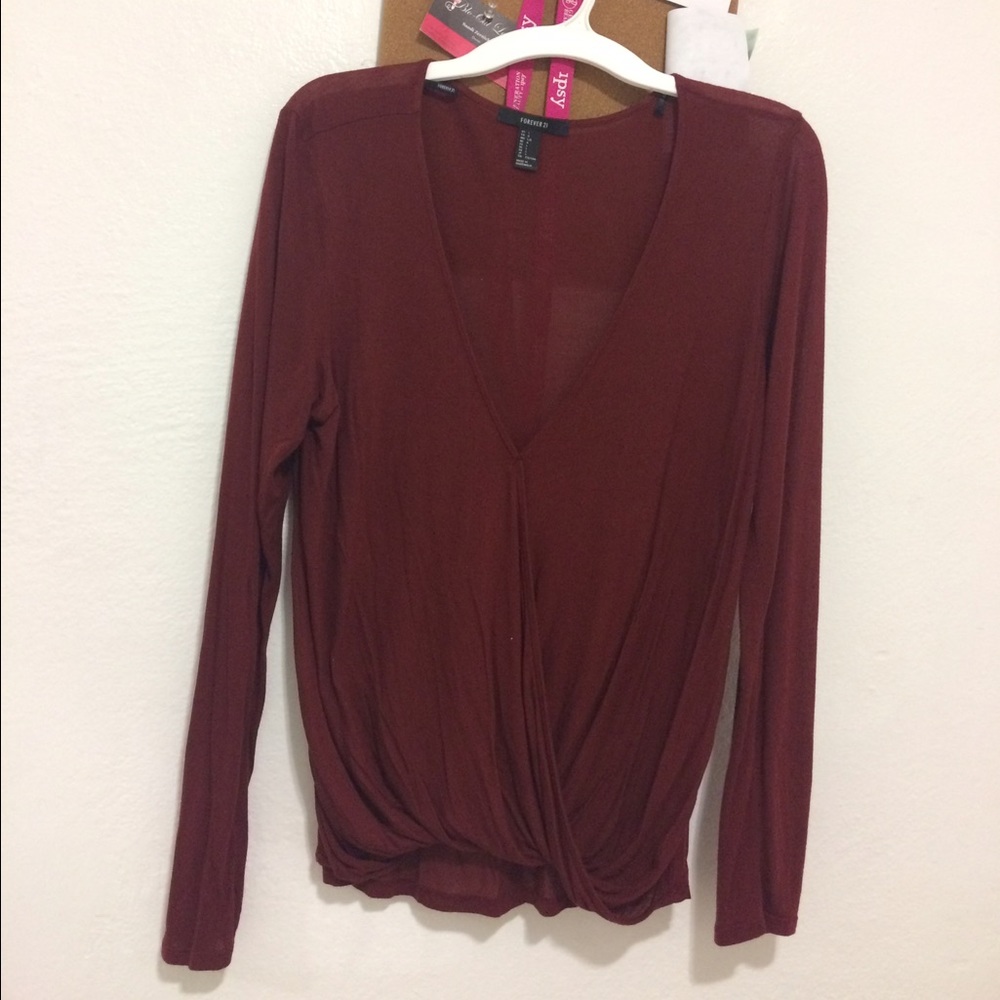 red surprice top