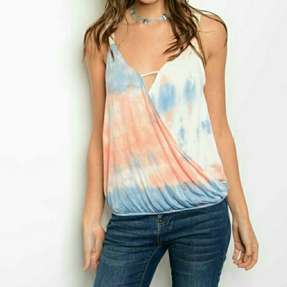Only 1 Left*NWT* Tie Dye Indigo Peach Tank* - Picture 2 of 2
