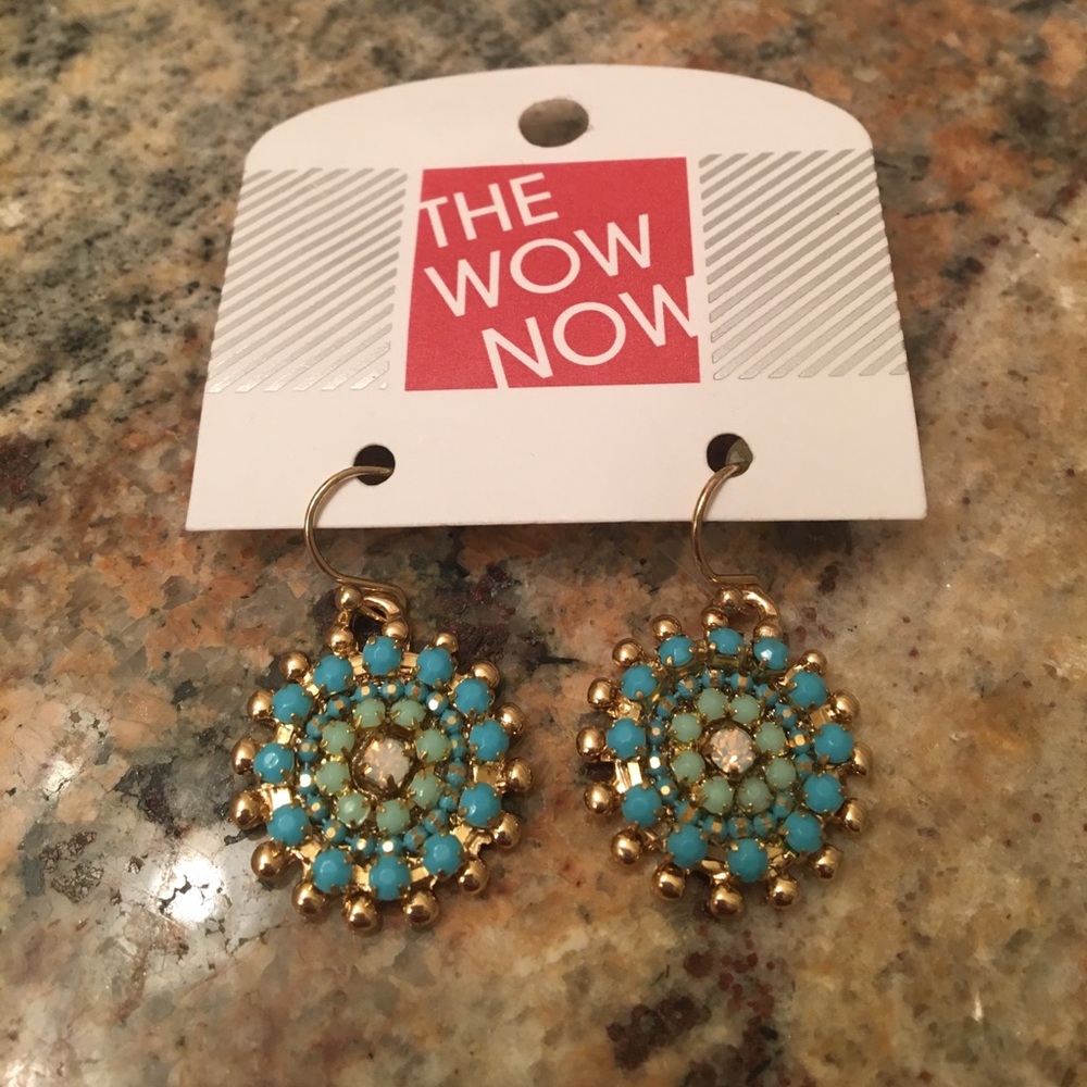The Wow Now Blue and Gold Earrings
