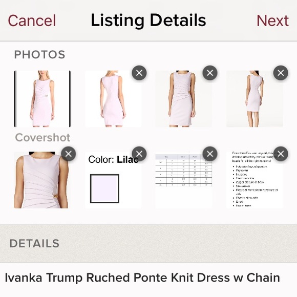 + Ivanka Trump Ruched Ponte Knit Dress wChainLilac - Picture 6 of 8