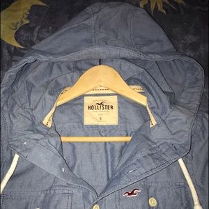 Hollister button down hoodie in blue sz S