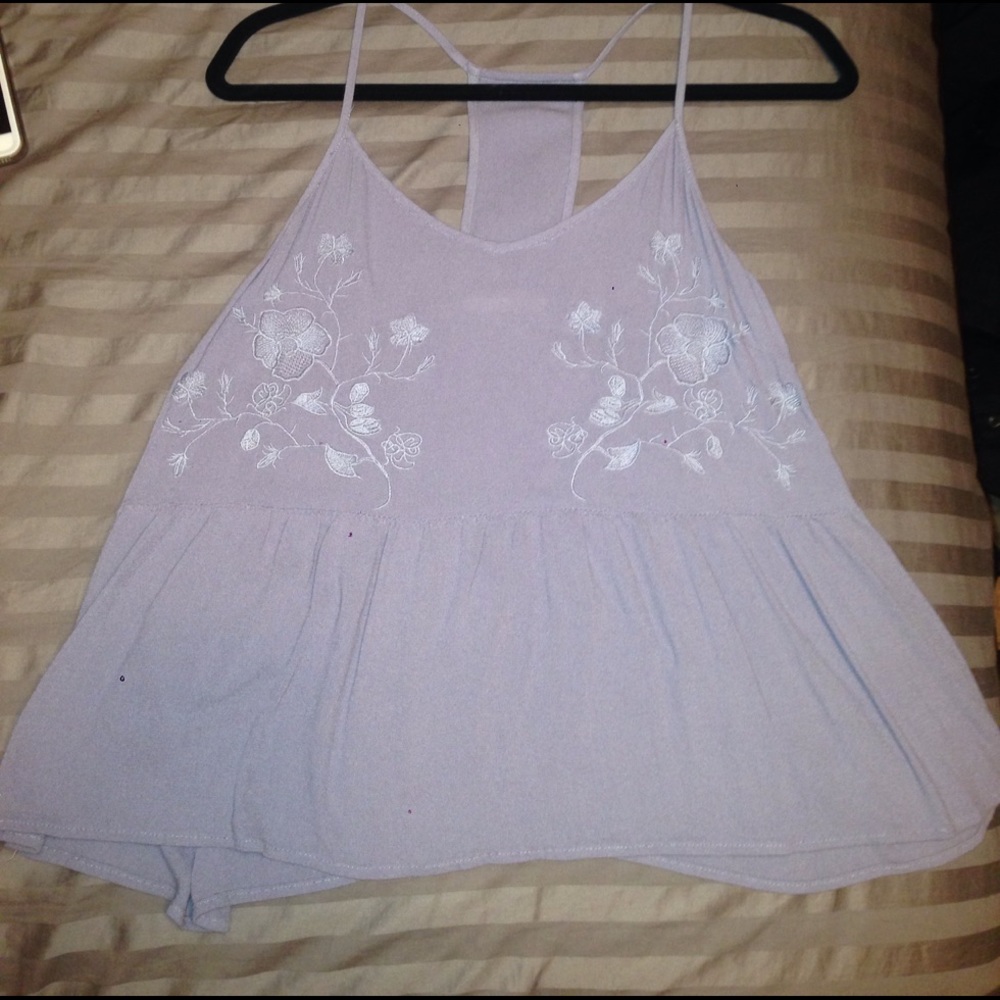 Light gray/purple bp embellished tank top