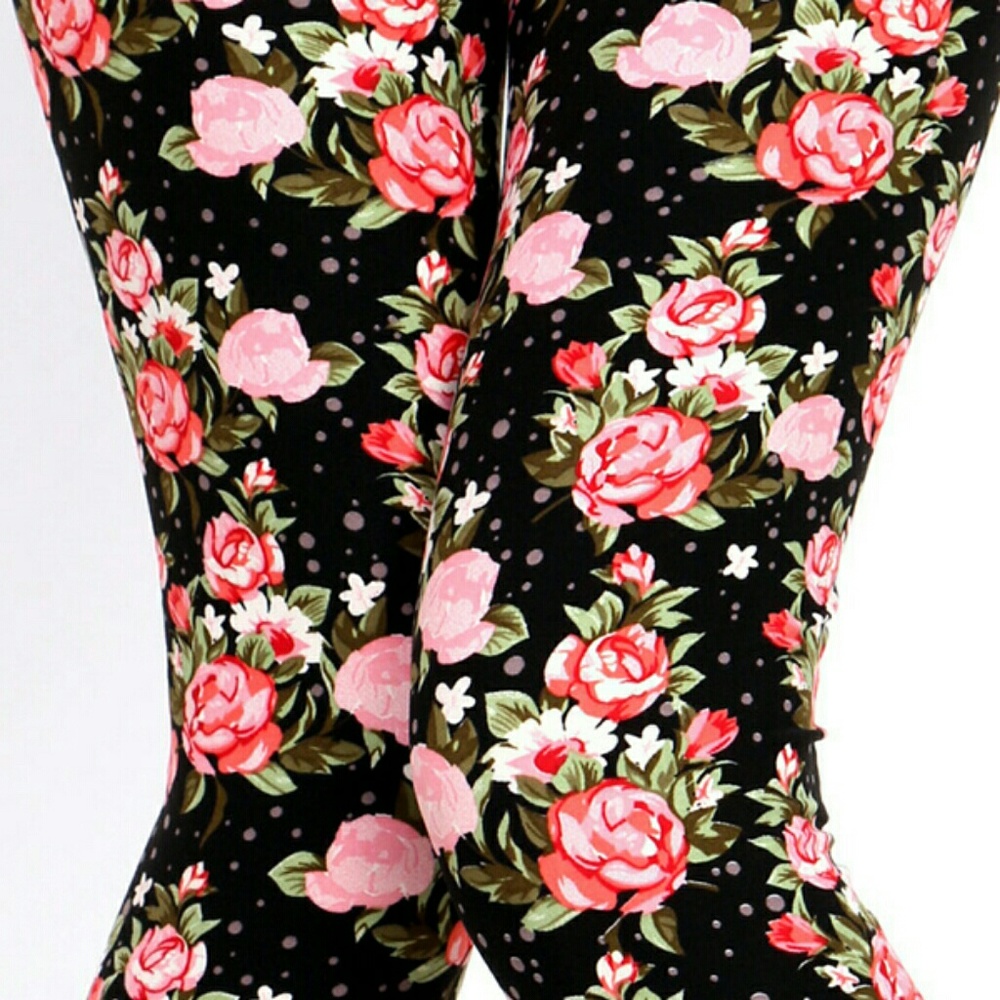 Floral and polka dot leggings
