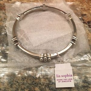 Lia Sophia Silver Pearl Bangle