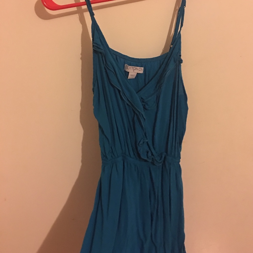 Flowy light blue ruffle top dress