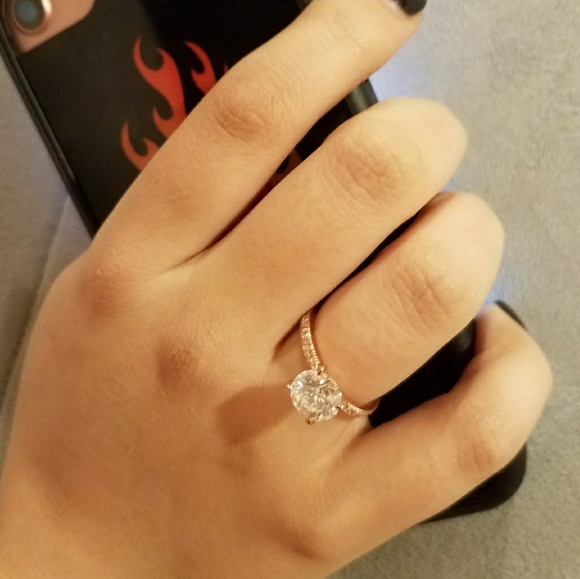 ON SALE Eternity white Gold Plated Engagement Ring - Picture 4 of 11