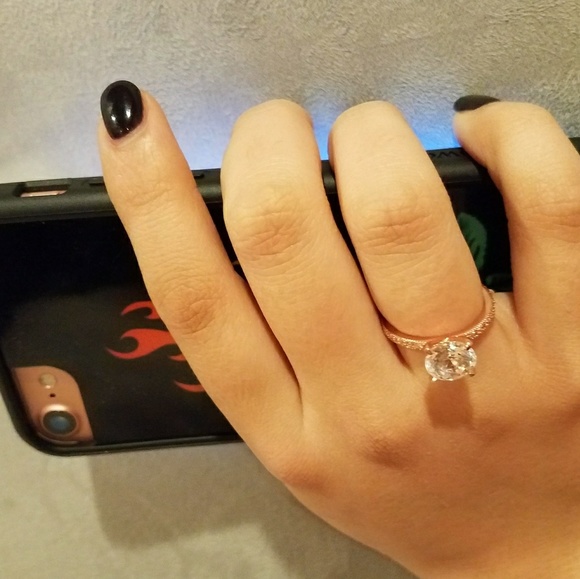 ON SALE Eternity white Gold Plated Engagement Ring - Picture 5 of 11