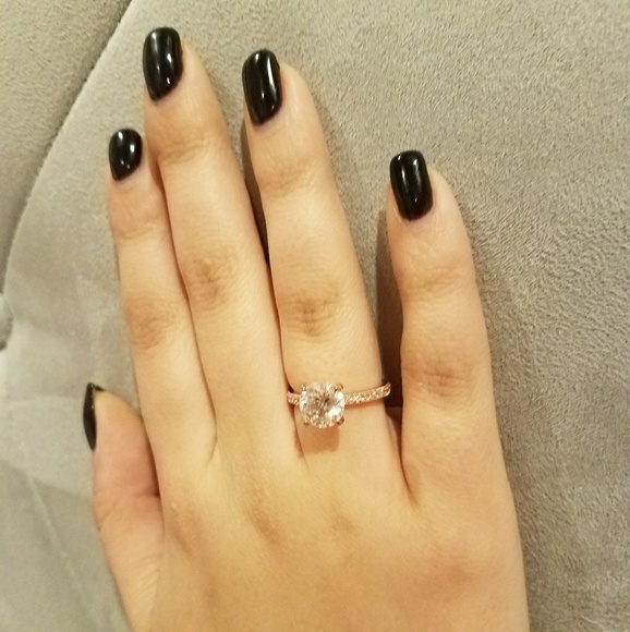 ON SALE Eternity white Gold Plated Engagement Ring - Picture 6 of 11