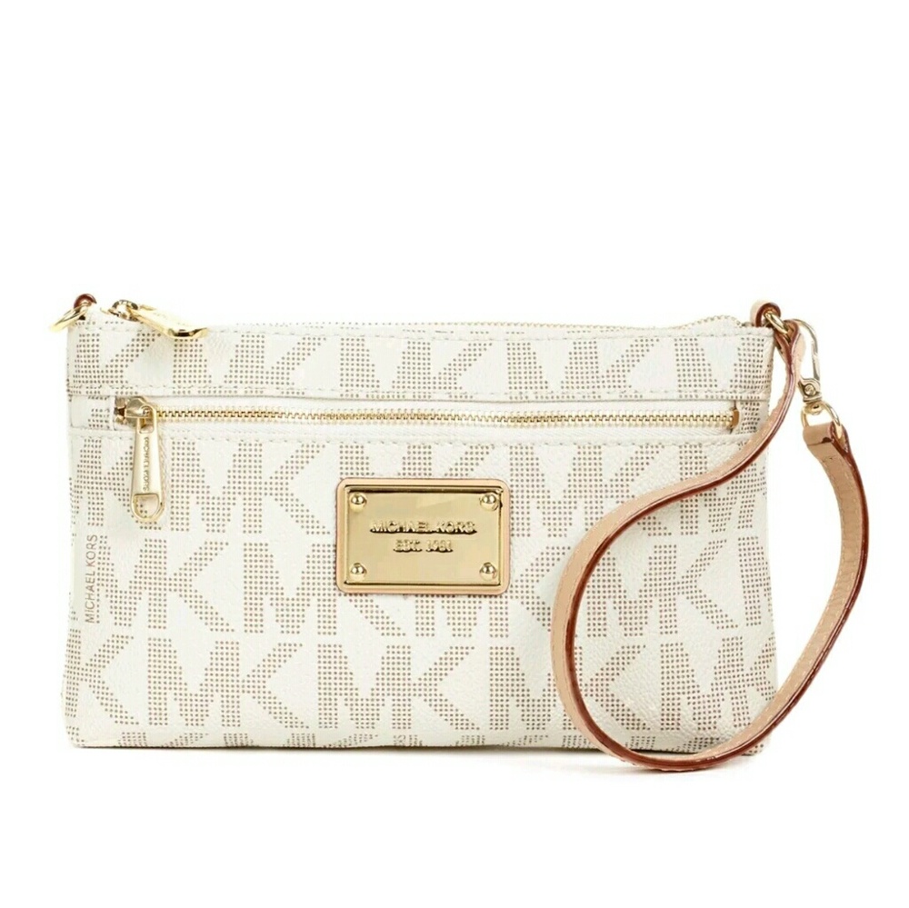 White and Gold Michael Kors Clutch Wallet