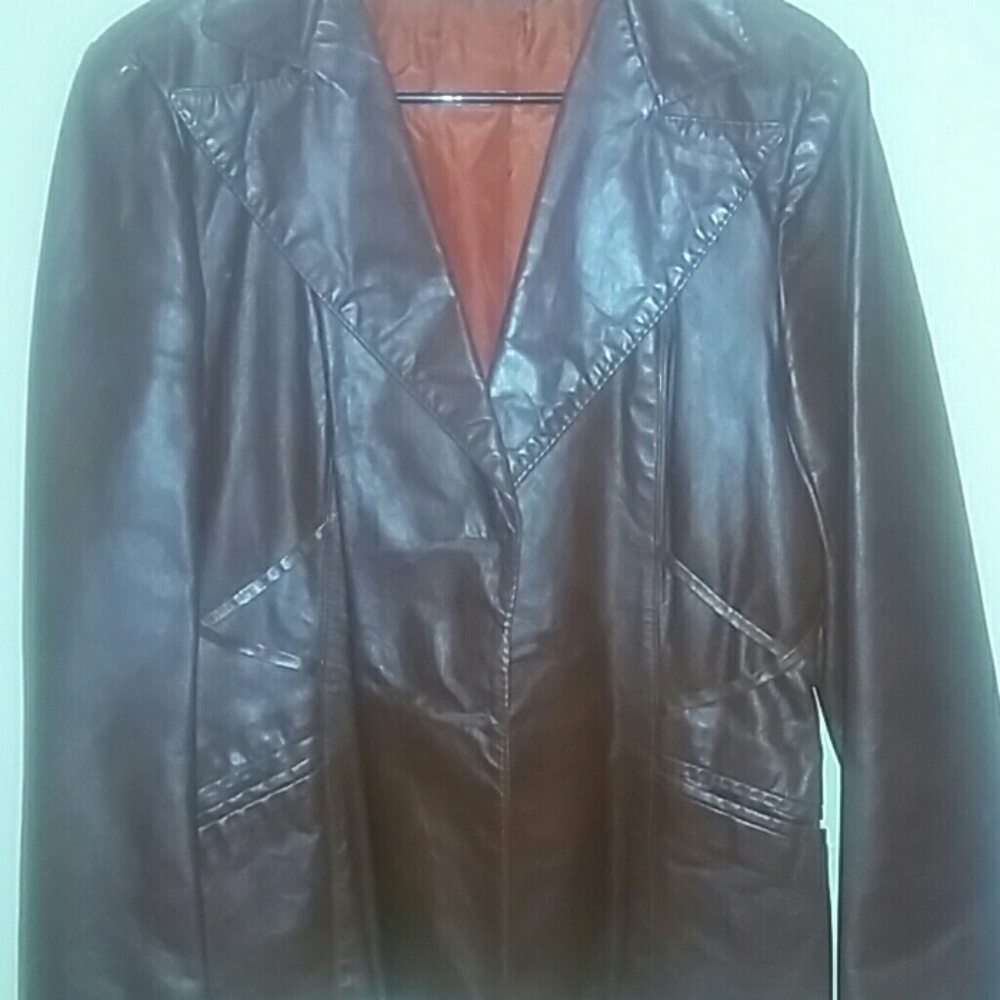 Vintage Brown Leather Jacket womens M/L