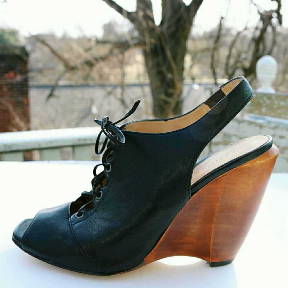 Leather Sculptural Wedges