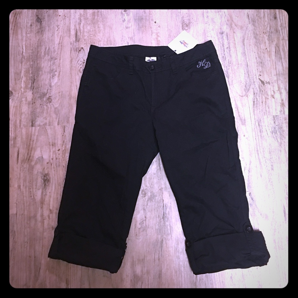 Harley Davidson poplin roll up pant, black