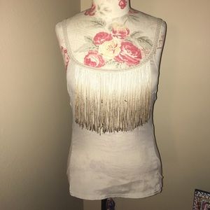 Urban outfitters fringe ombré brown tank shirt m