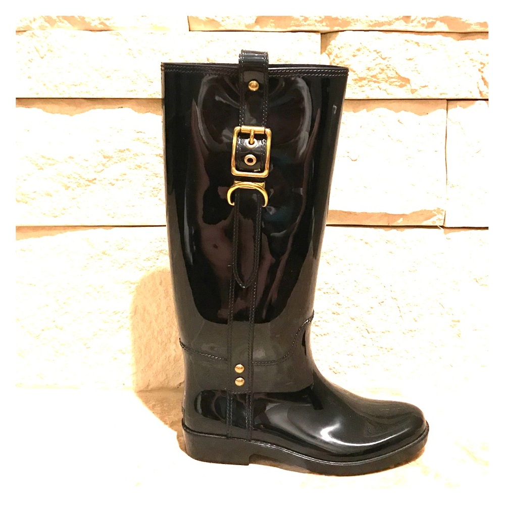 Coach Black Rain Boots SZ 7