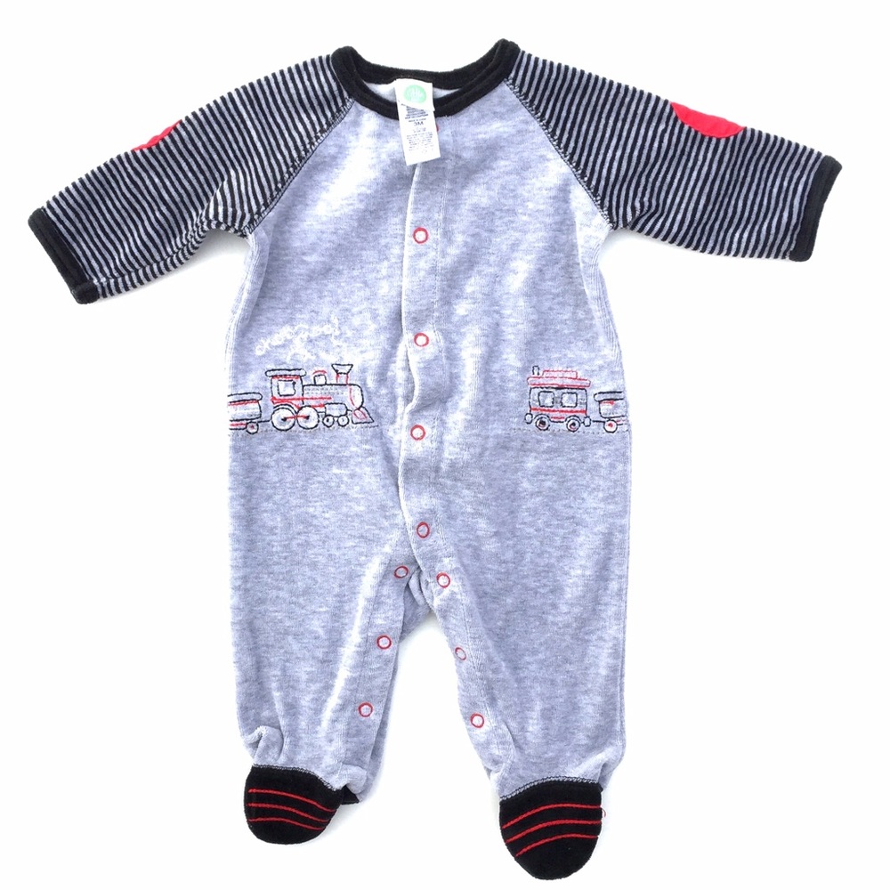 Little me footed train pajamas