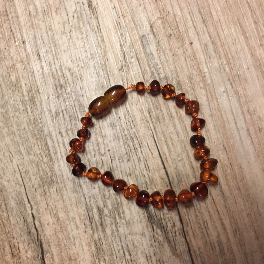 Amber teething bracelet or anklet for baby
